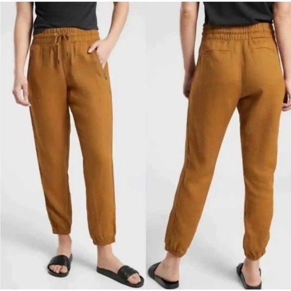 Athleta cabo linen jogger mustard yellow (toasted ochre) women’s size 4 - Picture 3 of 12